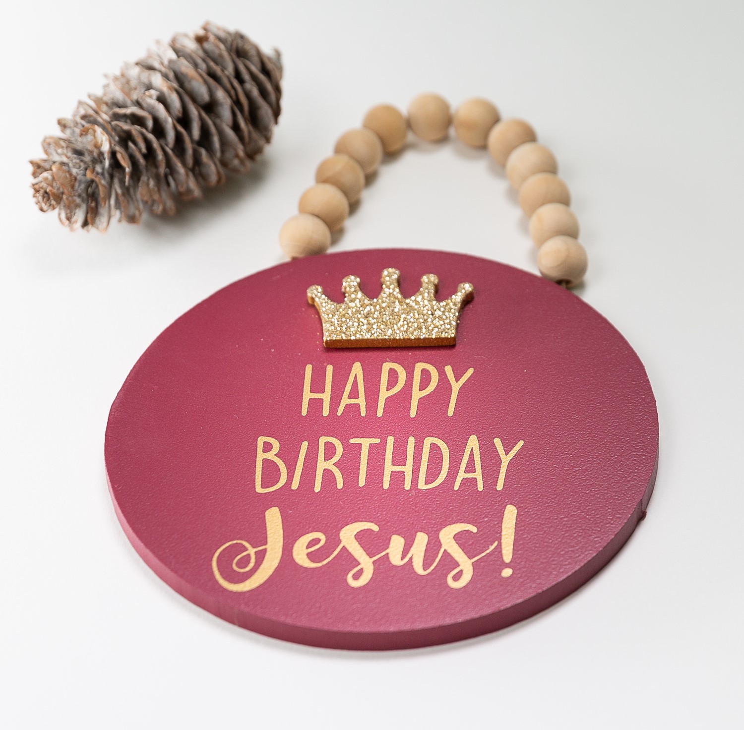 5" Happy Birthday Jesus Ornament with Bead Hanger CM4500