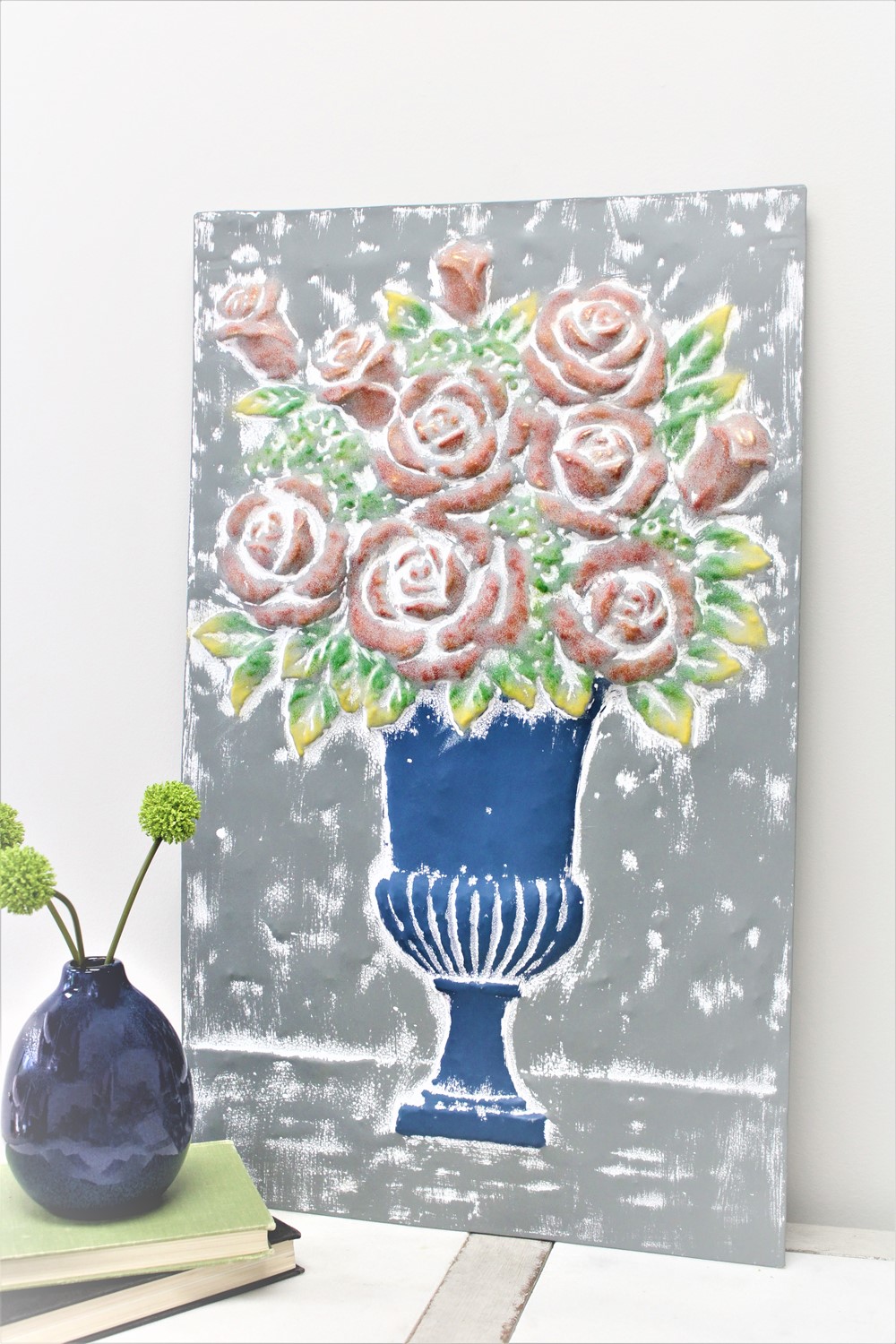 16x26" Embossed Metal Flower Arrangement Art, Wall HD6339