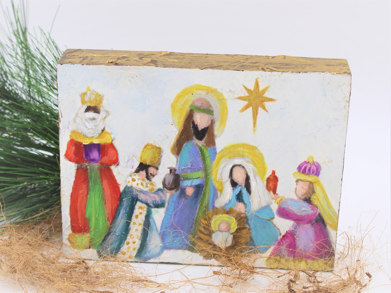 8x6" Handpainted Nativity Box Sign ©Candice Boatright CBX1012