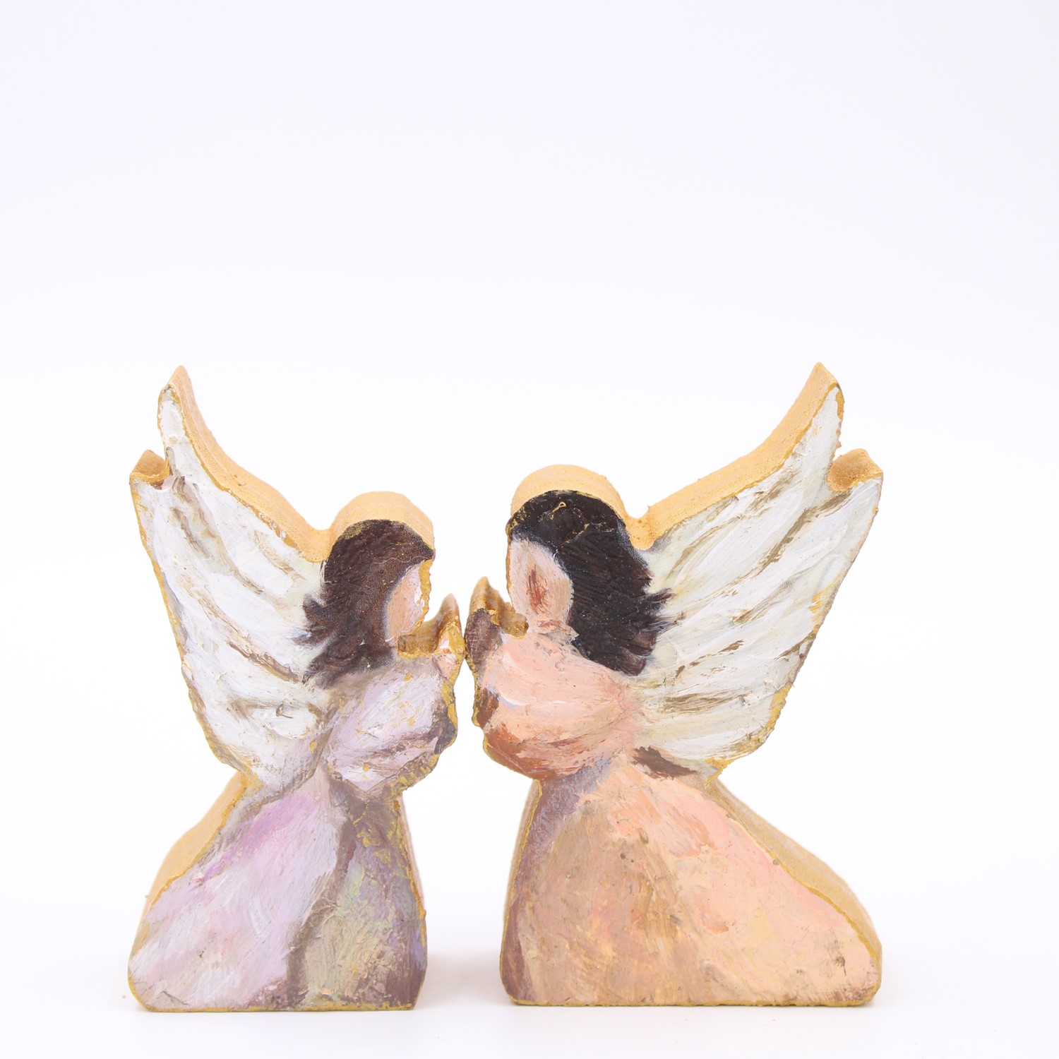 Set/2 4" Handpainted Wood Cutout Angel Figures ©Candice Boatright CBX1019S