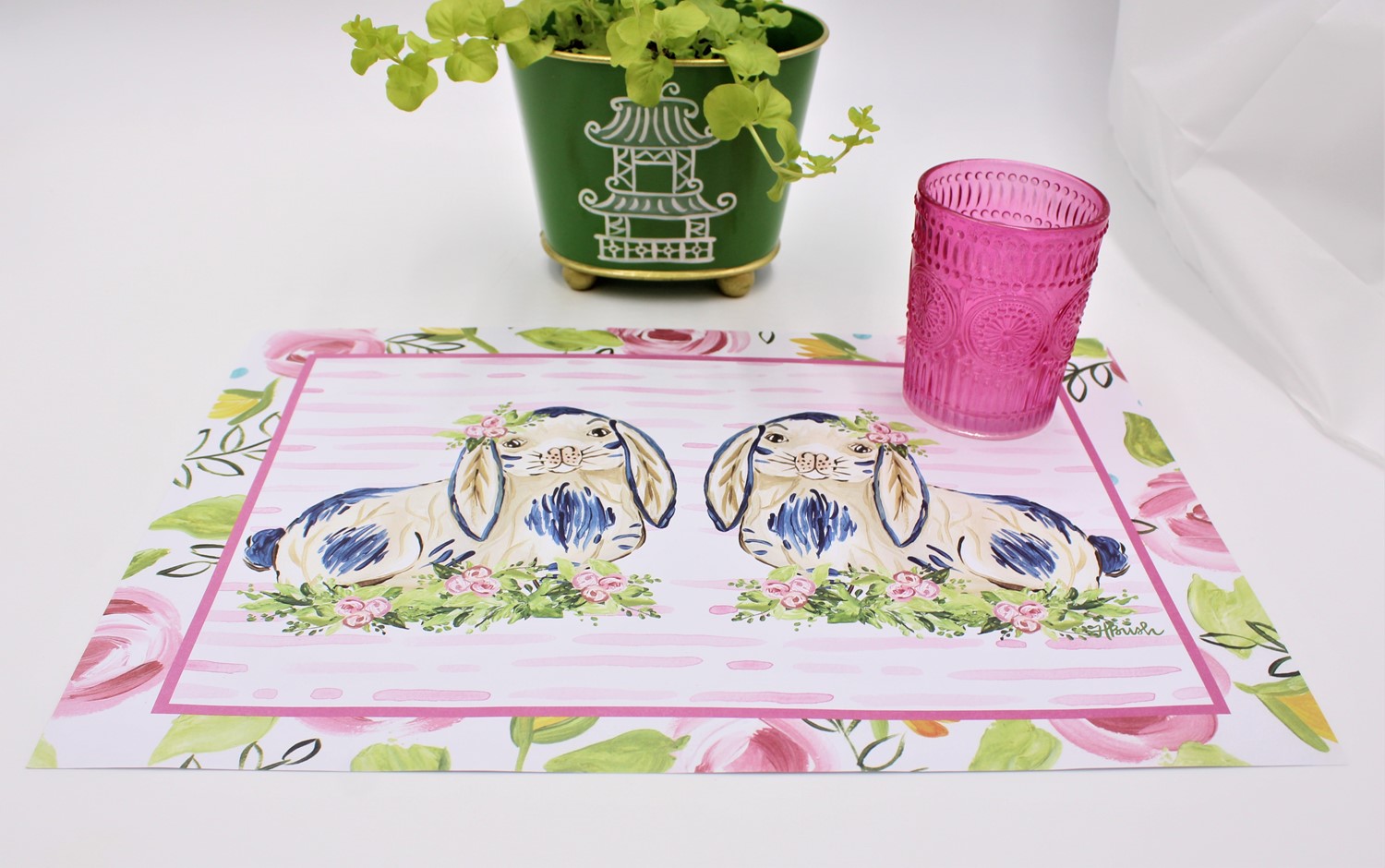 16x11" Paper Placemats, Bunny Blossoms, Pad of 25 ©Haley Bush HB2045