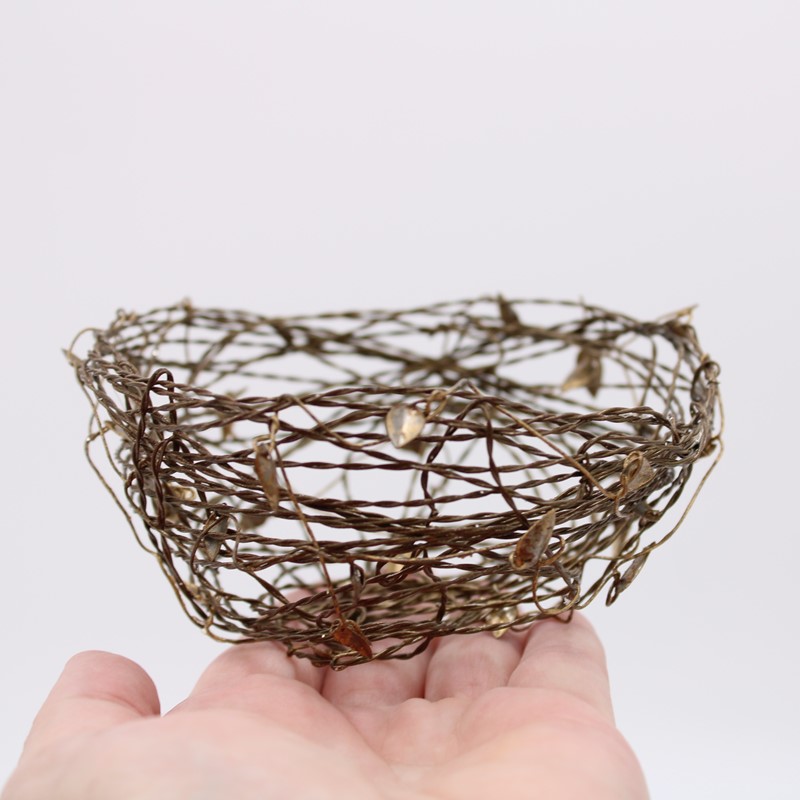 5" Wire Nest with Gold Leaves JM84120