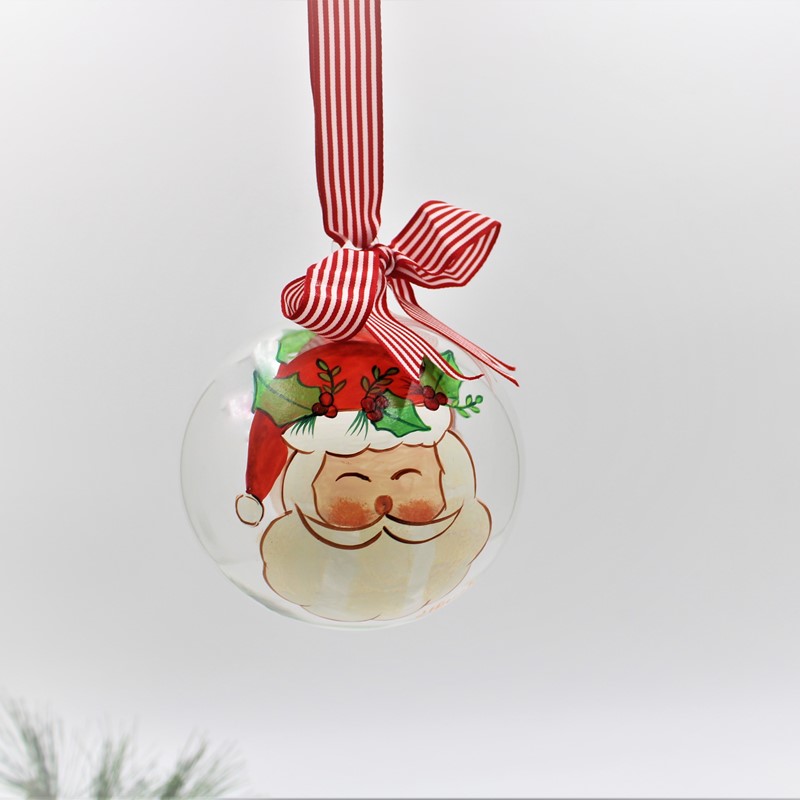 5" Handpainted Glass Ornament, Santa ©Haley Bush HBX1095