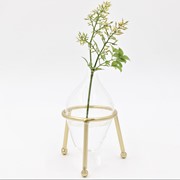 4" Glass Bottle Vase in Gold Tripod Stand HD6092 View 2