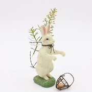 6" White Rabbit with Glass Vase JM62030 View 2