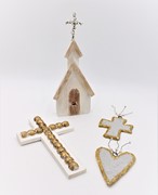 4x5" Handpainted Paper Mache Cross with Pearls HD4298 View 2