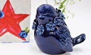 3x3.5x4" Ceramic Bird, Navy HD5378 View 3