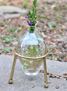 4" Glass Bottle Vase in Gold Tripod Stand HD6092 View 4