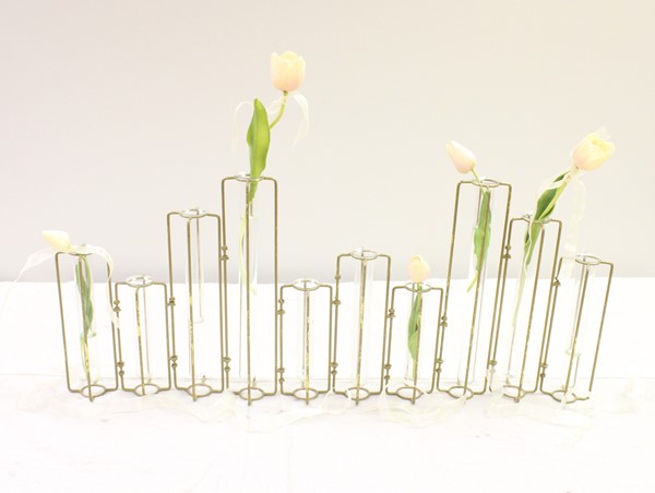 13x30x3" Hinged Test Tube Vase x10, Gold HD5015