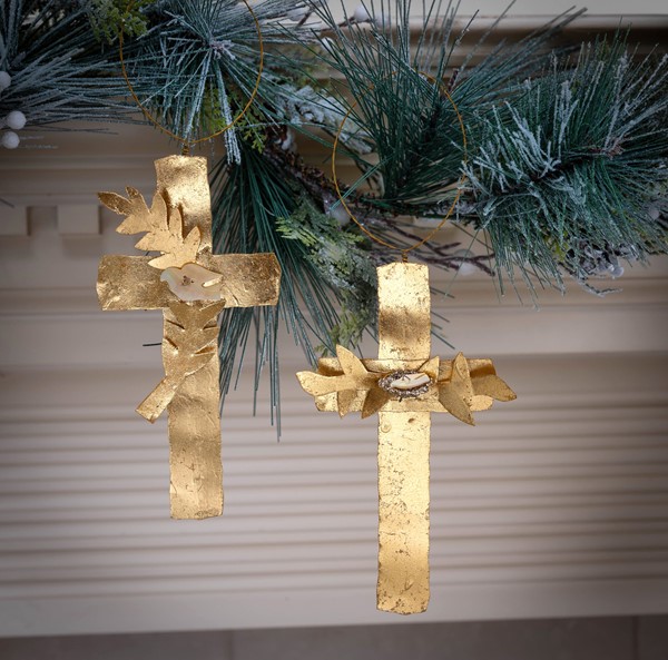 7" Gold Cross Ornament, 2 Assorted JM17780A