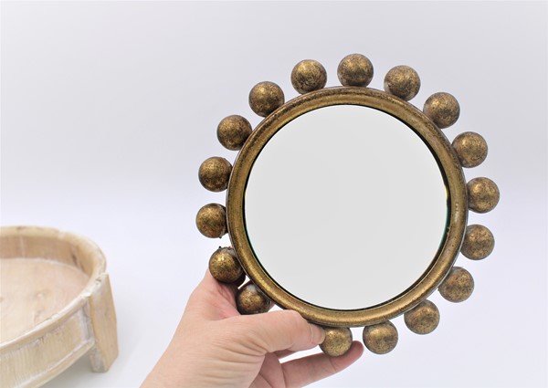 6.5" Round Mirror with Beaded Frame HD4225